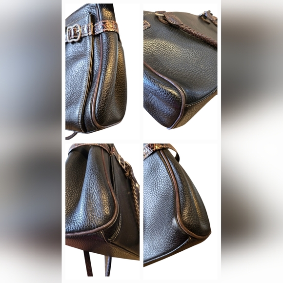 Brighton Laverne Retired Black Brown Pebbled Leather Shoulder Bag - Picture 15 of 16